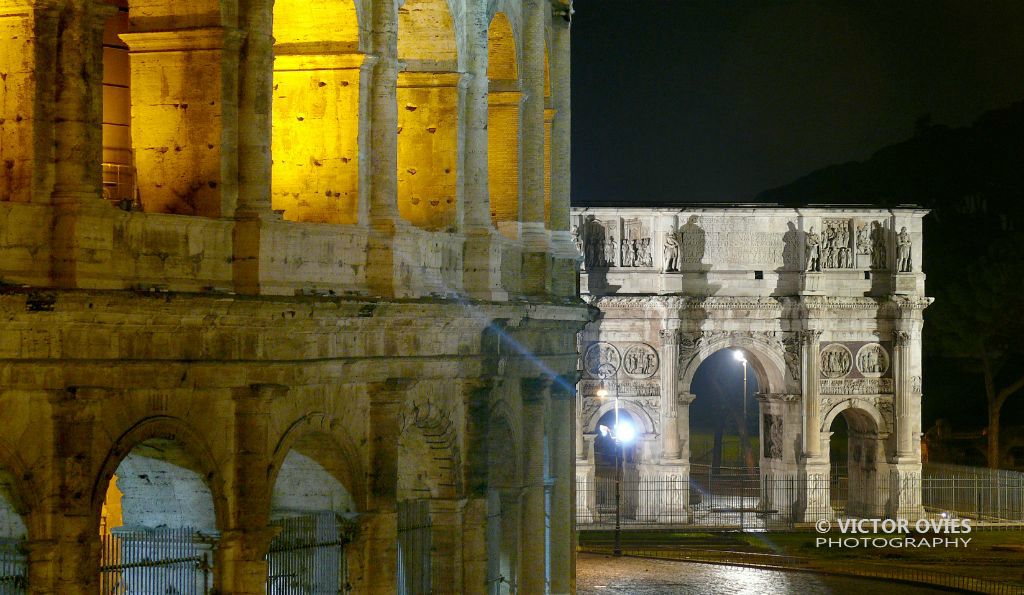 Roma di notte - Colosseo e Arco di Constantino